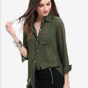 Olive Green Collared Blouse